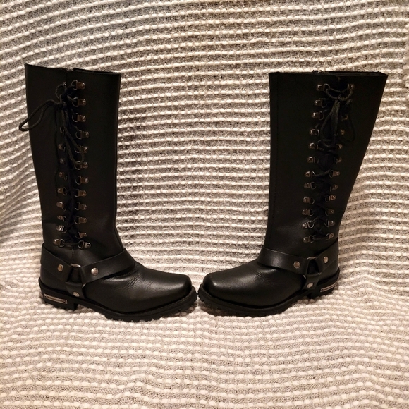 Milwaukee Black Leather Motorcycle Boots Womens Size 9 1/2 - Picture 6 of 7